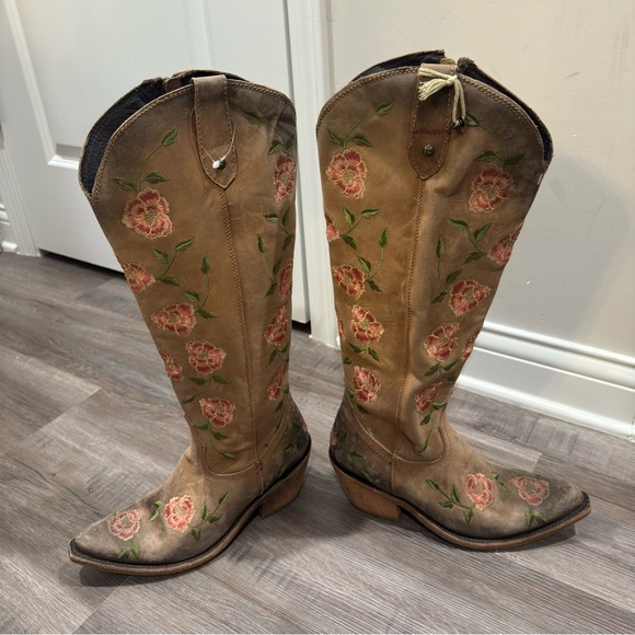 Liberty Black Garden Tan Floral Tall LB7129148 Cowboy Western Boots - Picture 8 of 16